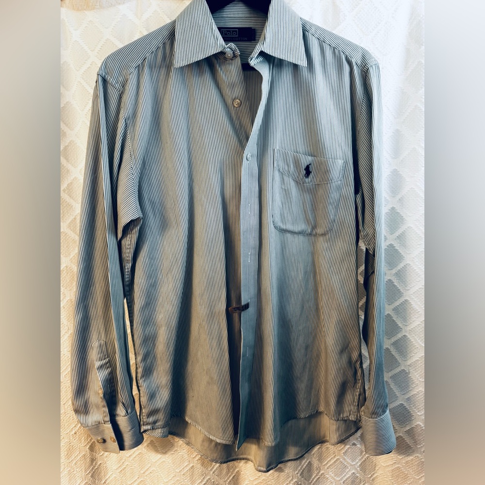 Ralph Lauren Light Blue & White Pinstripe Dress Shirt